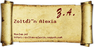 Zoltán Alexia névjegykártya